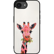 iPhone 16e Case Hülle - Silikon schwarz Pink Girafe Paint
