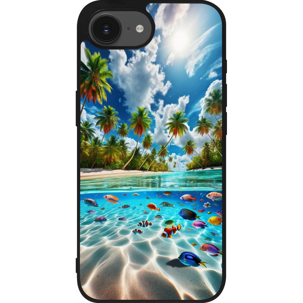 iPhone 16e Case Hülle - Silikon schwarz Strandparadies