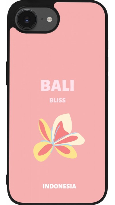 Coque iPhone 16e - Silicone rigide noir Pop Summer Destination Bali