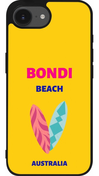 Coque iPhone 16e - Silicone rigide noir Pop Summer Destination Bondi