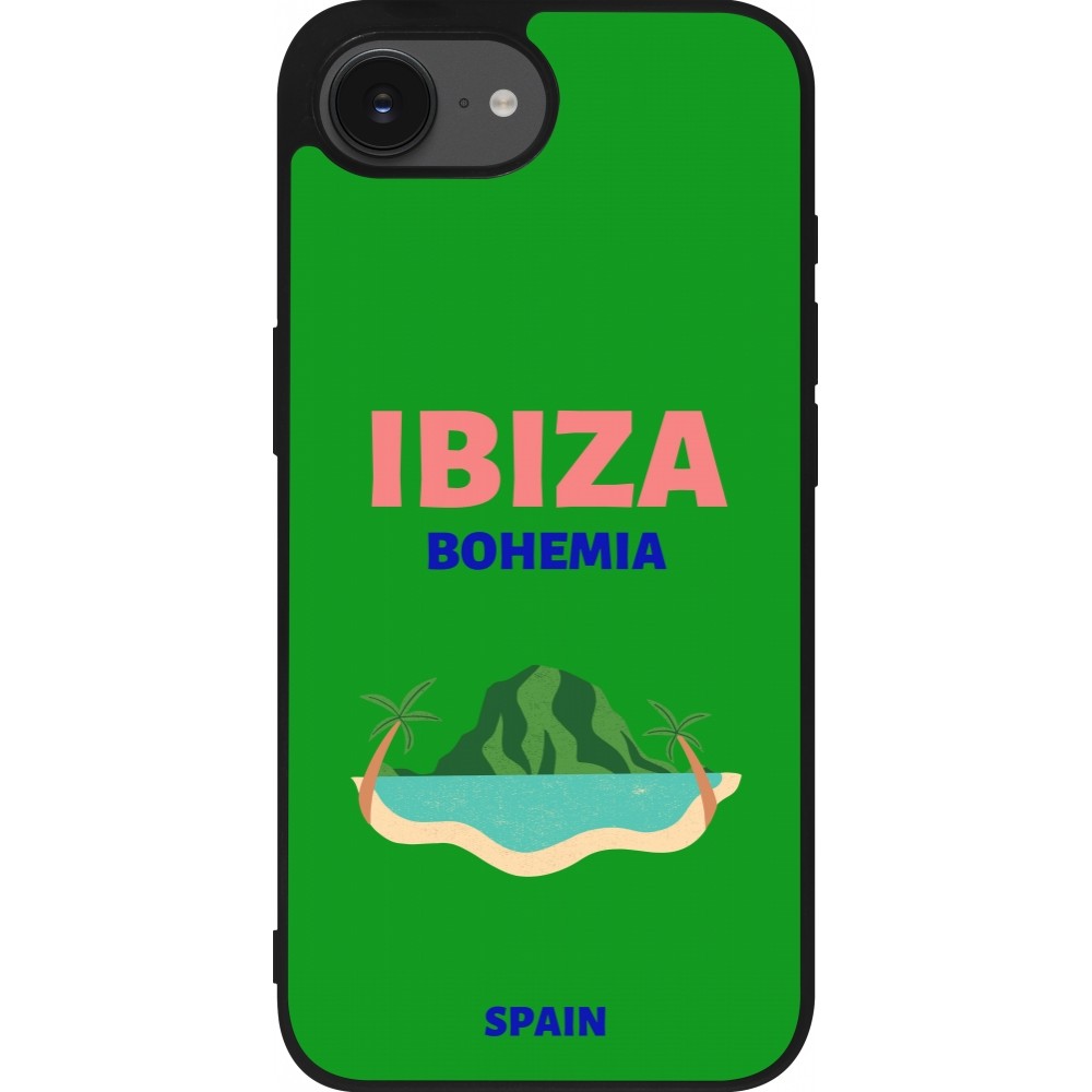 Coque iPhone 16e - Silicone rigide noir Pop Summer Destination Ibiza