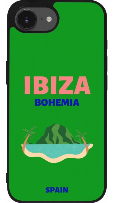 Coque iPhone 16e - Silicone rigide noir Pop Summer Destination Ibiza