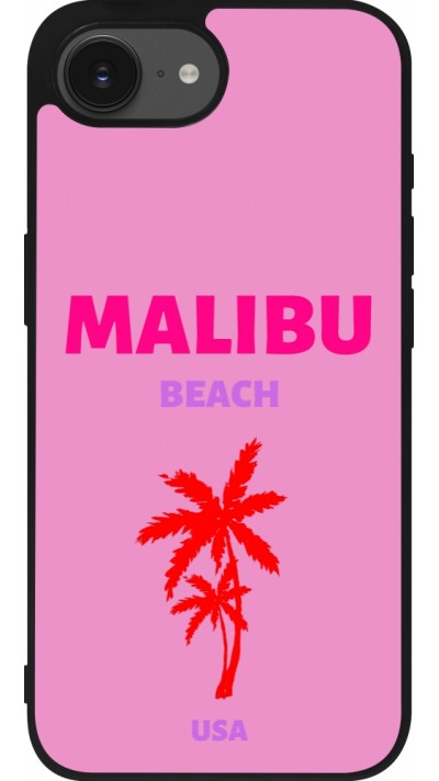 Coque iPhone 16e - Silicone rigide noir Pop Summer Destination Malibu