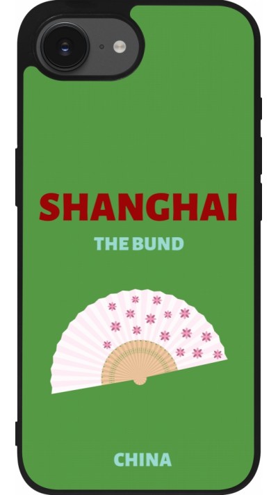Coque iPhone 16e - Silicone rigide noir Pop Summer Destination Shanghai