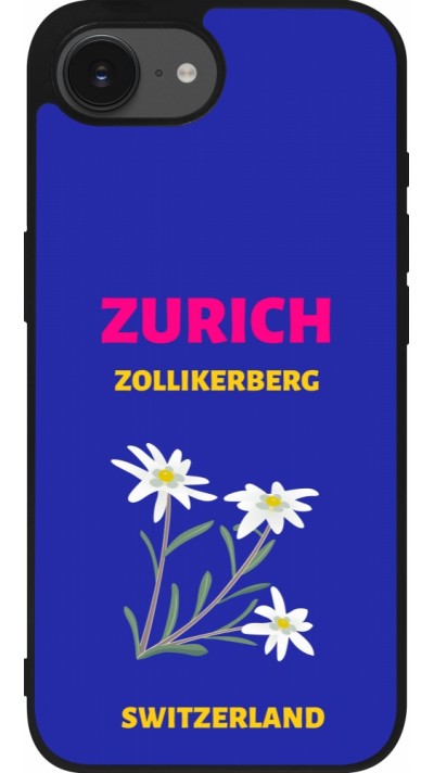 Coque iPhone 16e - Silicone rigide noir Pop Summer Destination Zurich