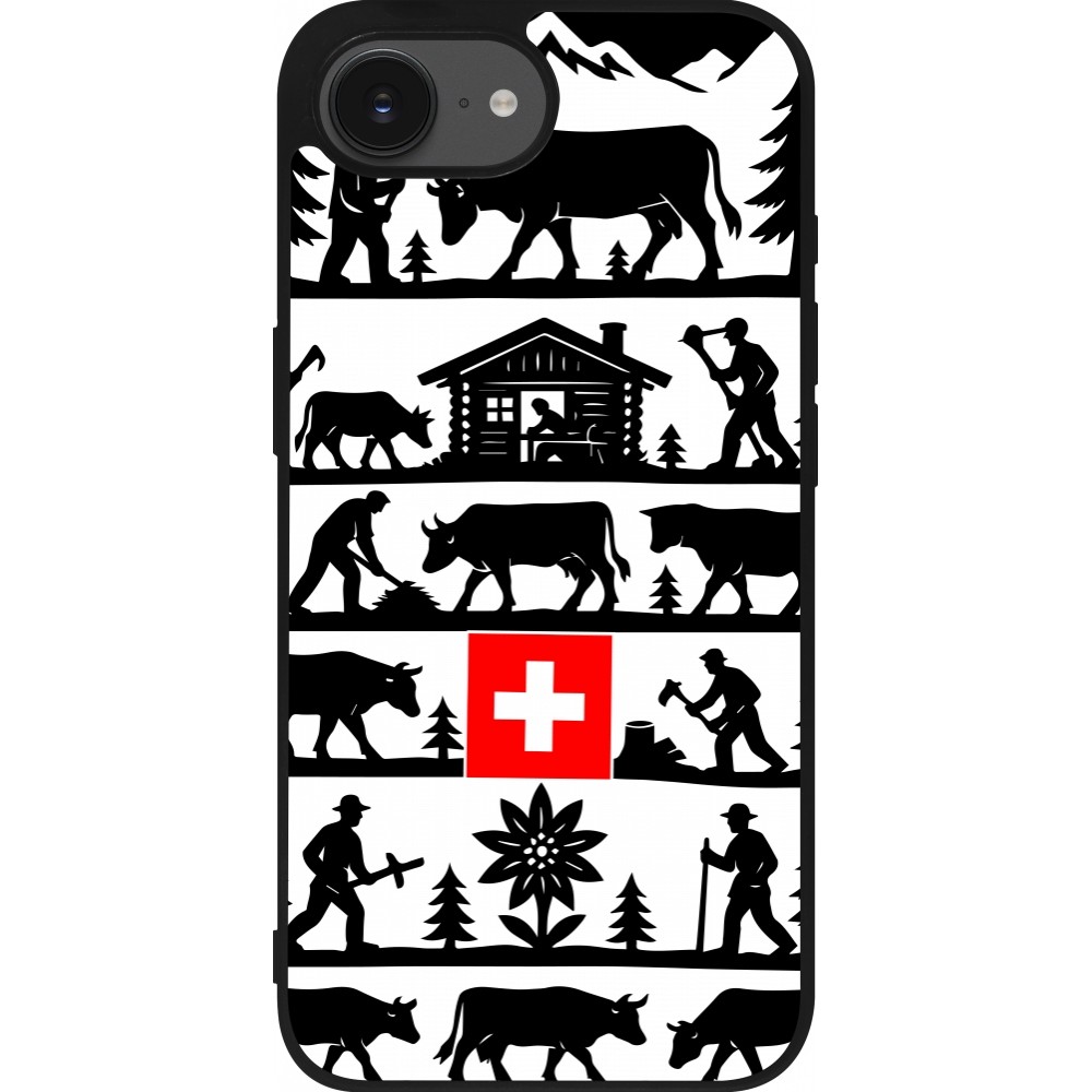 Coque iPhone 16e - Silicone rigide noir Poya Suisse 1