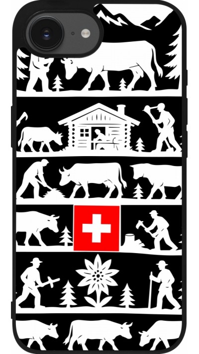 Coque iPhone 16e - Silicone rigide noir Poya Suisse 1 noir