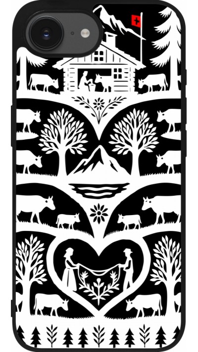 Coque iPhone 16e - Silicone rigide noir Poya Suisse 2 noir