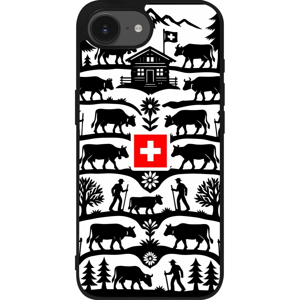 Coque iPhone 16e - Silicone rigide noir Poya Suisse 3