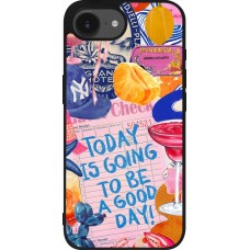 Coque iPhone 17e / 16e - Silicone rigide noir Preppy Today is Going to be a good day