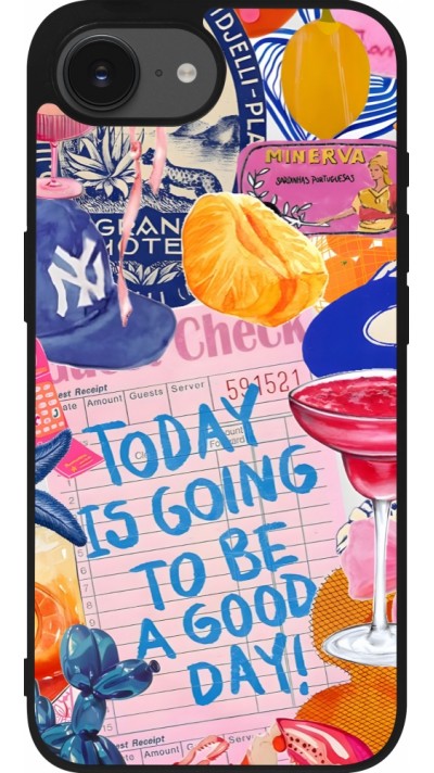 Coque iPhone 16e - Silicone rigide noir Preppy Today is Going to be a good day