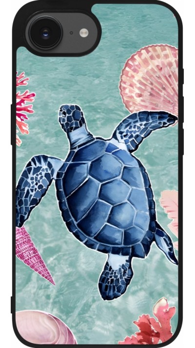 Coque iPhone 16e - Silicone rigide noir Preppy Turtle