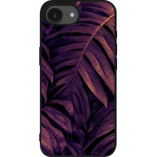 Coque iPhone 17e / 16e - Silicone rigide noir Purple Light Leaves