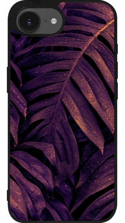 Coque iPhone 16e - Silicone rigide noir Purple Light Leaves
