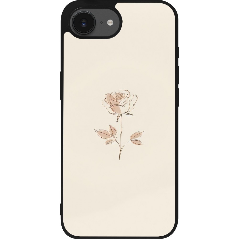Coque iPhone 17e / 16e - Silicone rigide noir Sable Rose Minimaliste