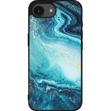 Coque iPhone 17e / 16e - Silicone rigide noir Sea Foam Blue