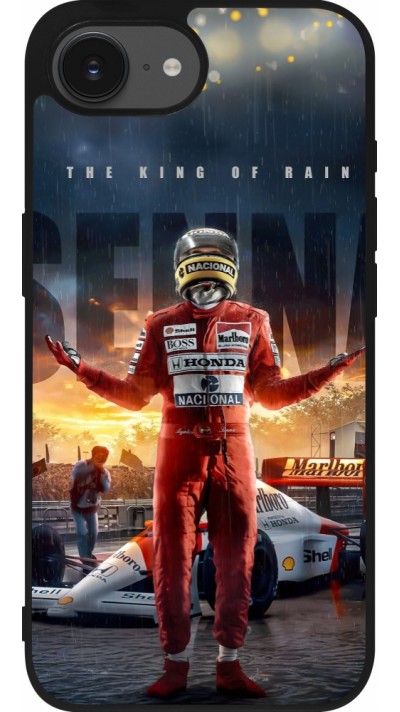 Coque iPhone 16e - Silicone rigide noir Senna The King of Rain