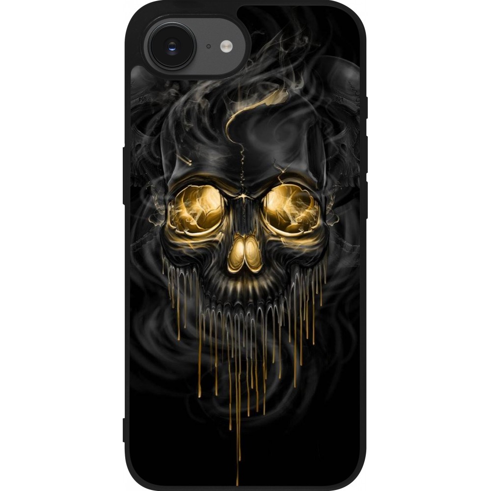 Coque iPhone 16e - Silicone rigide noir Skull 02