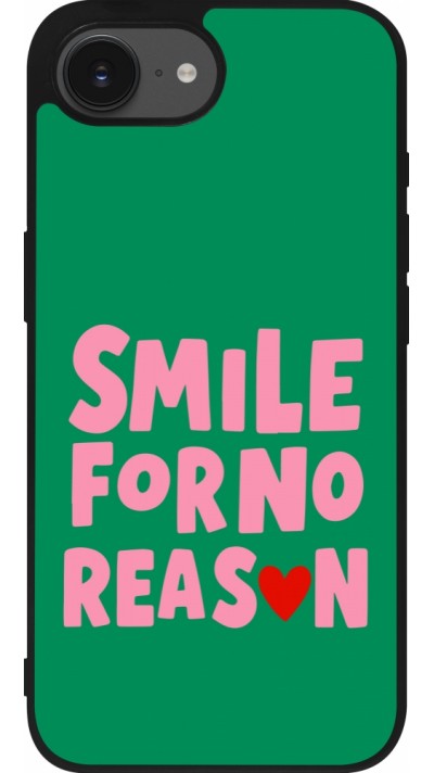 Coque iPhone 17e / 16e - Silicone rigide noir Smile for no reason 2026