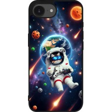 Coque iPhone 16e - Silicone rigide noir VR SpaceCat Odyssey