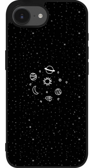 Coque iPhone 16e - Silicone rigide noir Space Doodle