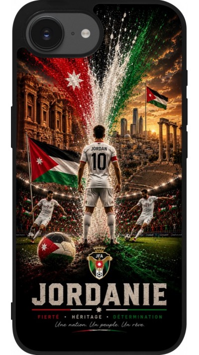 Coque iPhone 17e / 16e - Silicone rigide noir Football Jordanie splash 2026