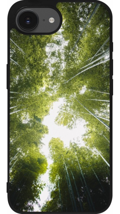Coque iPhone 16e - Silicone rigide noir Spring 23 forest blue sky