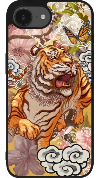 Coque iPhone 16e - Silicone rigide noir Spring 23 japanese tiger