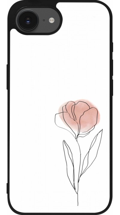 Coque iPhone 16e - Silicone rigide noir Spring 23 minimalist flower