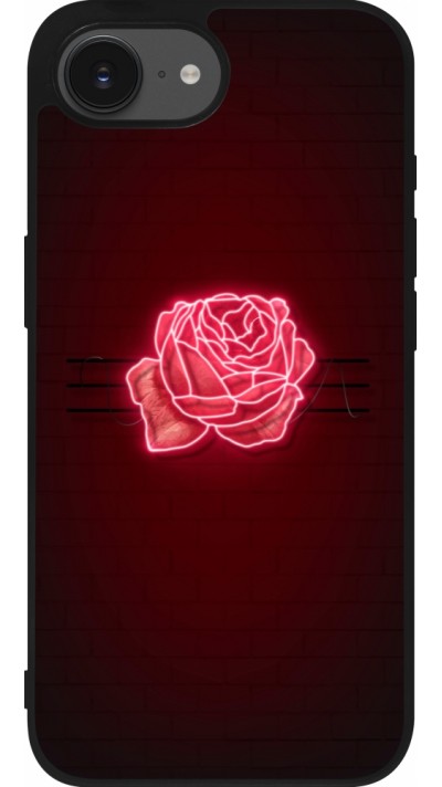Coque iPhone 16e - Silicone rigide noir Spring 23 neon rose