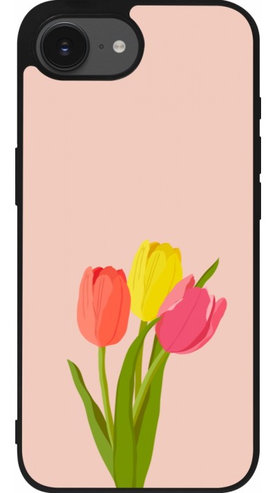Coque iPhone 16e - Silicone rigide noir Spring 23 tulip trio