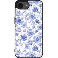 Coque iPhone 17e / 16e - Silicone rigide noir Spring 23 watercolor blue flowers