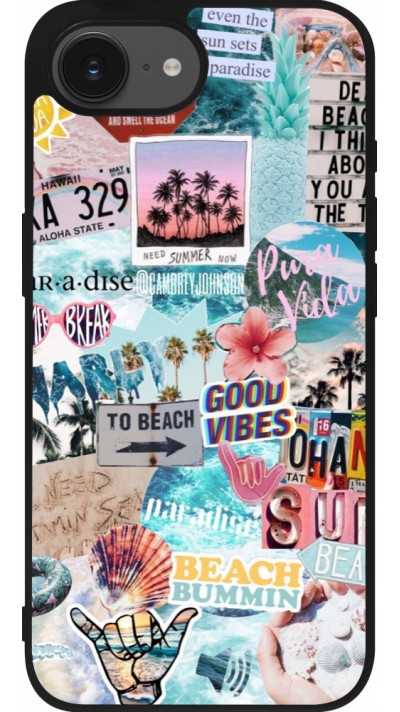 Coque iPhone 16e - Silicone rigide noir Summer 20 collage