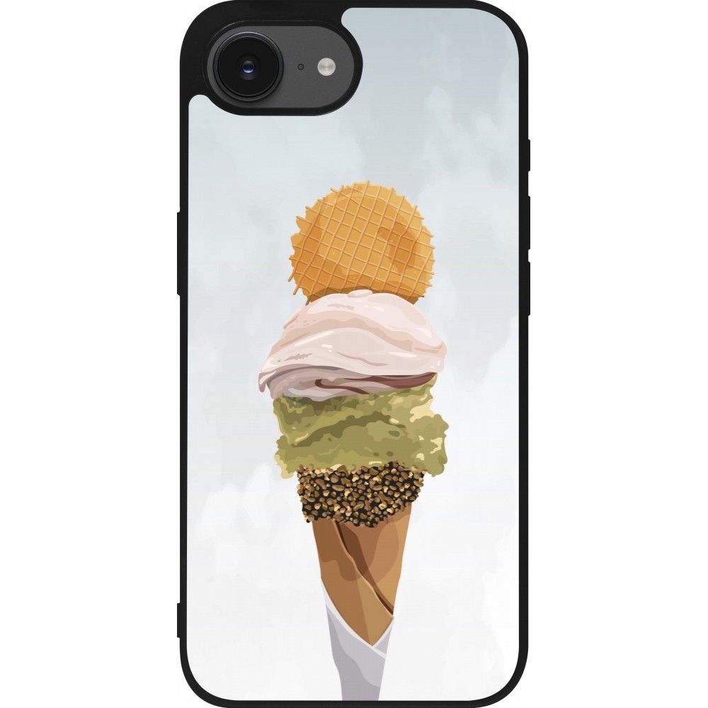Coque iPhone 16e - Silicone rigide noir Summer 2025 Cornet