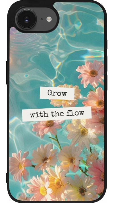 Coque iPhone 16e - Silicone rigide noir Summer 2025 Grow with the flow