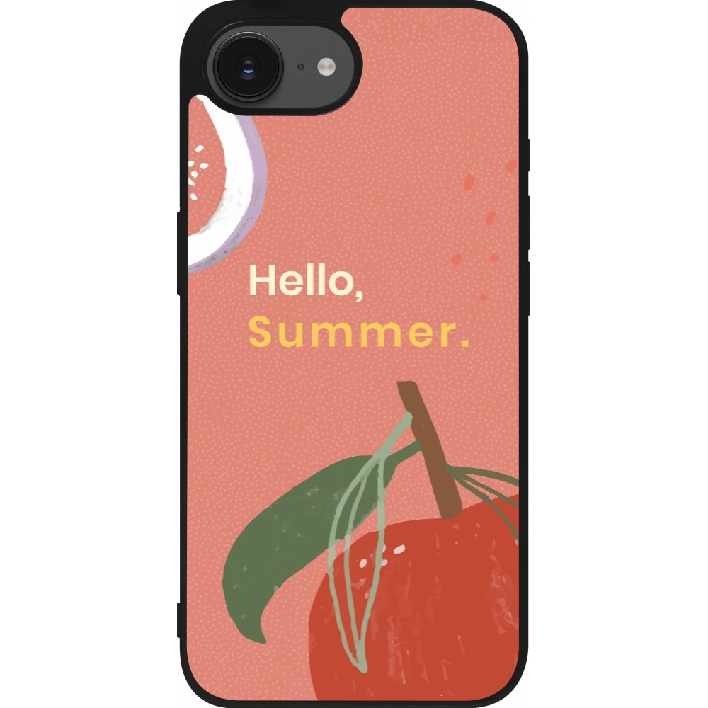Coque iPhone 16e - Silicone rigide noir Summer 2025 Hello summer