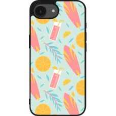 Coque iPhone 16e - Silicone rigide noir Summer 2025 Pattern citron