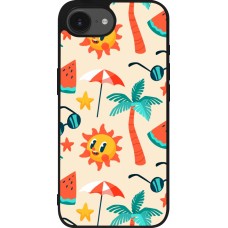 Coque iPhone 16e - Silicone rigide noir Summer 2025 Pattern soleil
