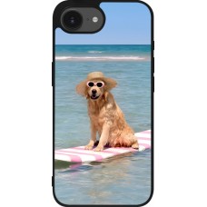 Coque iPhone 17e / 16e - Silicone rigide noir Summer Dog on Paddle