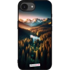 Coque iPhone 17e / 16e - Silicone rigide noir Sunset Forest Lake