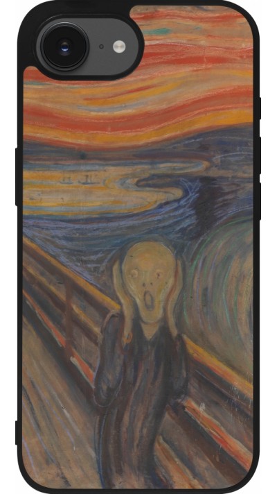Coque iPhone 16e - Silicone rigide noir Tableau art - Le Cri - Edvard Munch