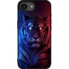 iPhone 16e Case Hülle - Silikon schwarz Tiger Blue Red