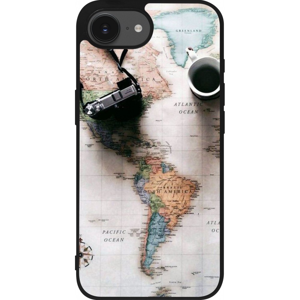 iPhone 16e Case Hülle - Silikon schwarz Travel 01
