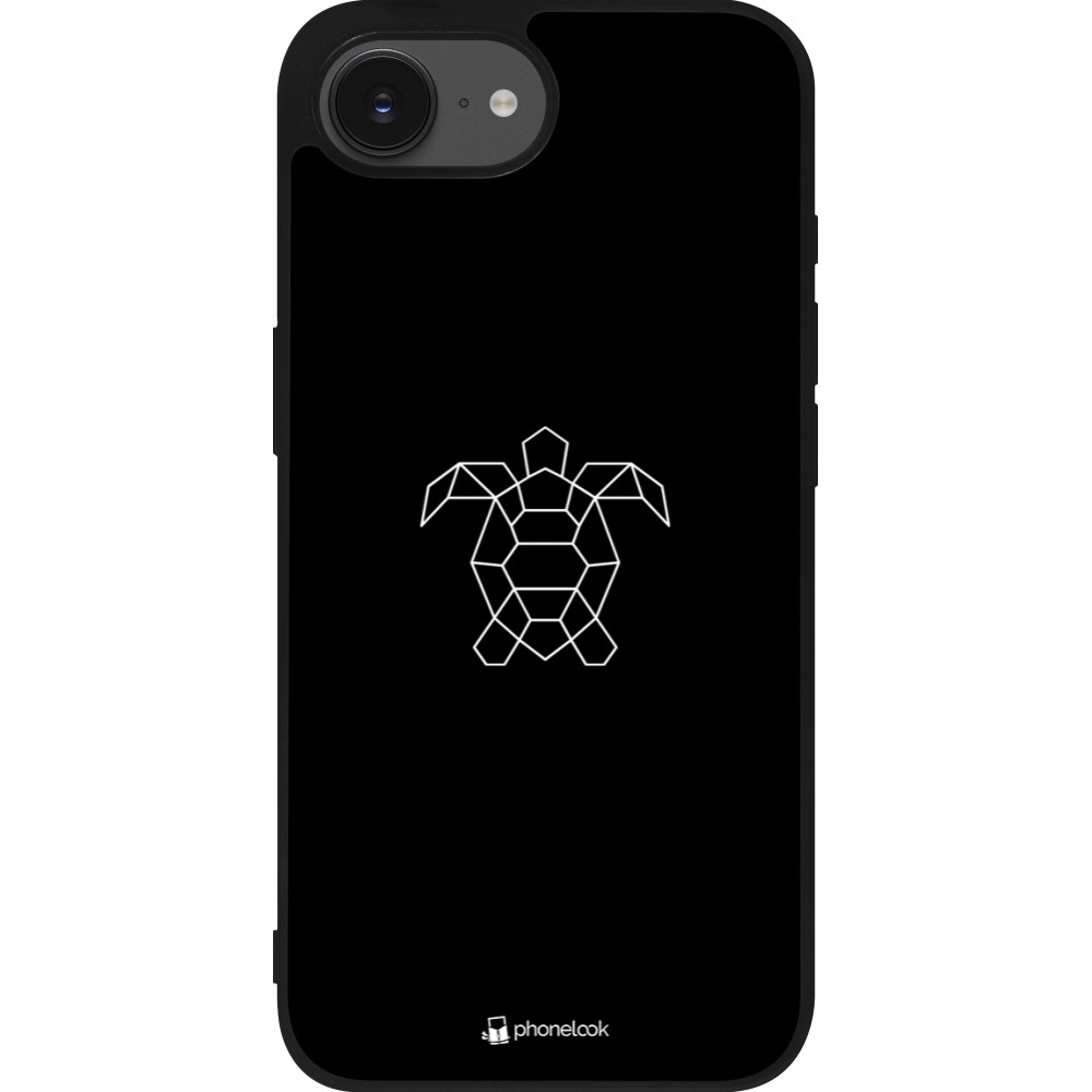 iPhone 16e Case Hülle - Silikon schwarz Turtles lines on black