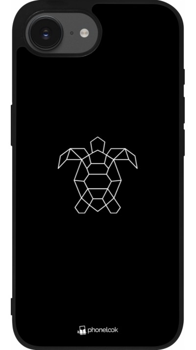 Coque iPhone 16e - Silicone rigide noir Turtles lines on black