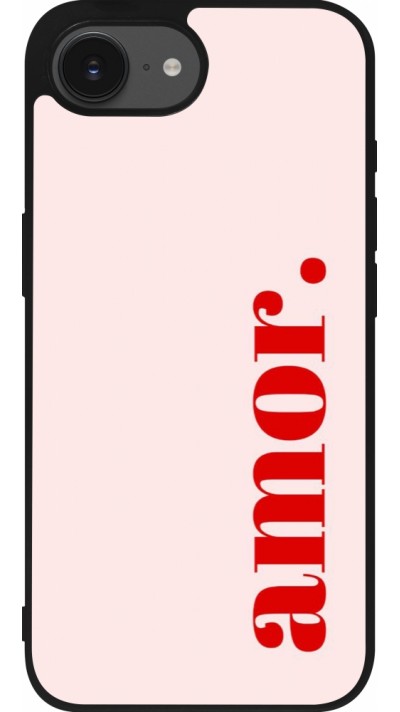 Coque iPhone 16e - Silicone rigide noir Valentine 2024 amor