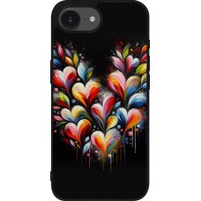 iPhone 16e Case Hülle - Silikon schwarz Valentin 2024 Schwarzes Herz Abstrakt