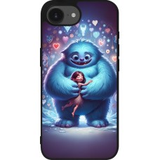 Coque iPhone 17e / 16e - Silicone rigide noir Valentine 2024 Fluffy Love