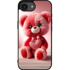 iPhone 16e Case Hülle - Silikon schwarz Valentin 2024 Rosaroter Teddybär