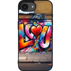 Coque iPhone 17e / 16e - Silicone rigide noir Valentine 2025 Love U Tag